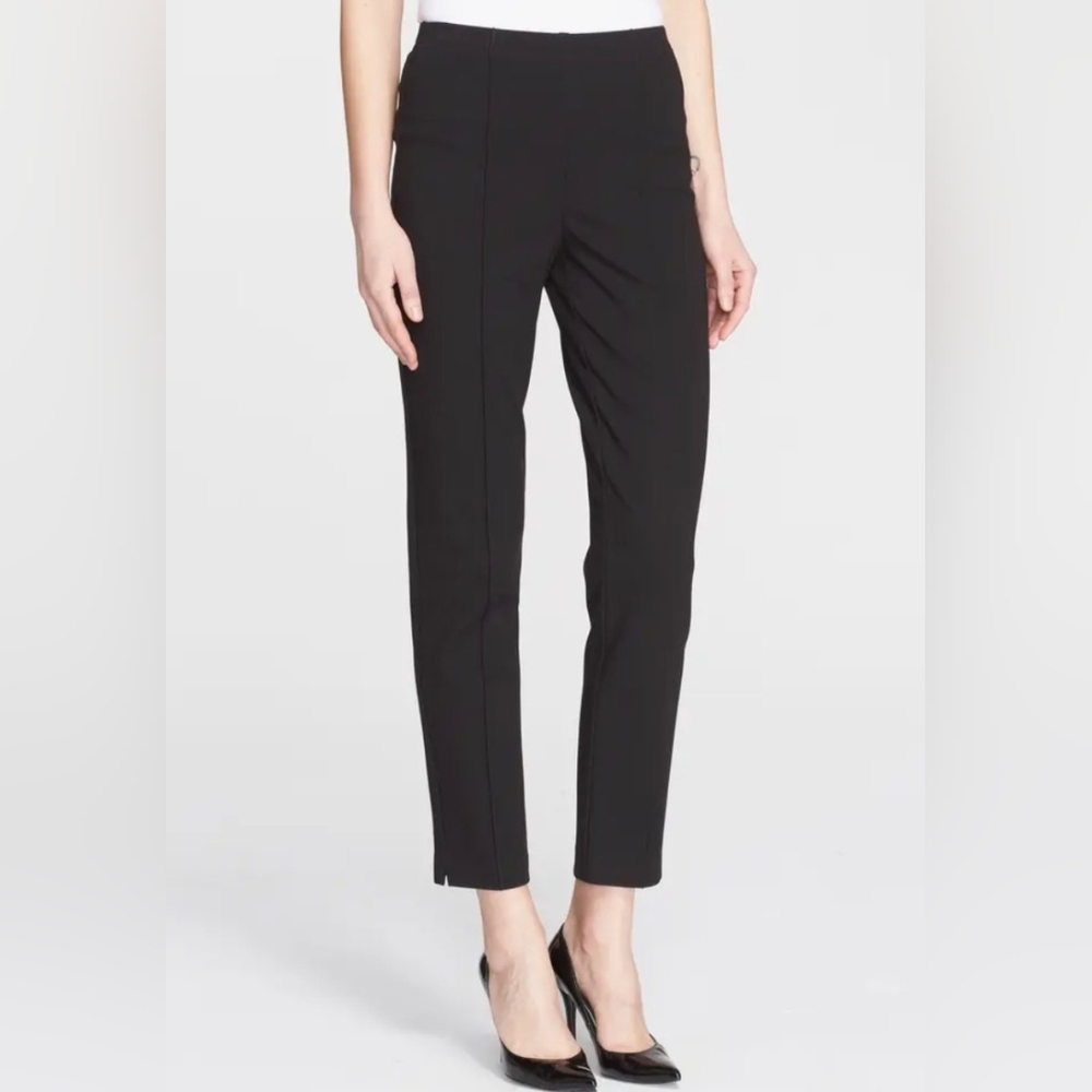 St John ponte knit ankle pants slim pull on black minimalist chic